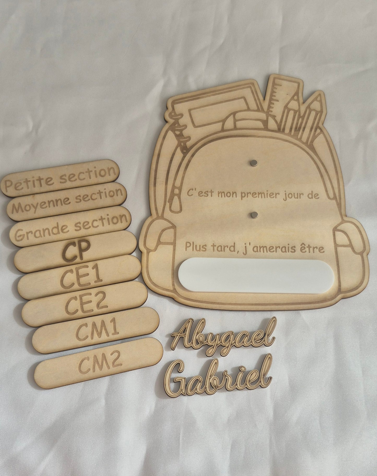 Tableau Rentrée Scolaire Personnalisé en Bois – Premier Jour d'École