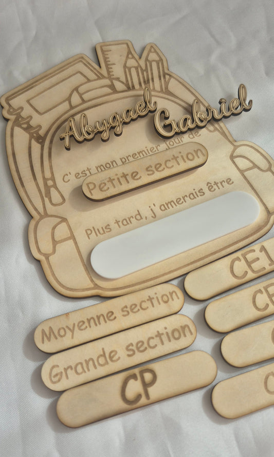 Tableau Rentrée Scolaire Personnalisé en Bois – Premier Jour d'École