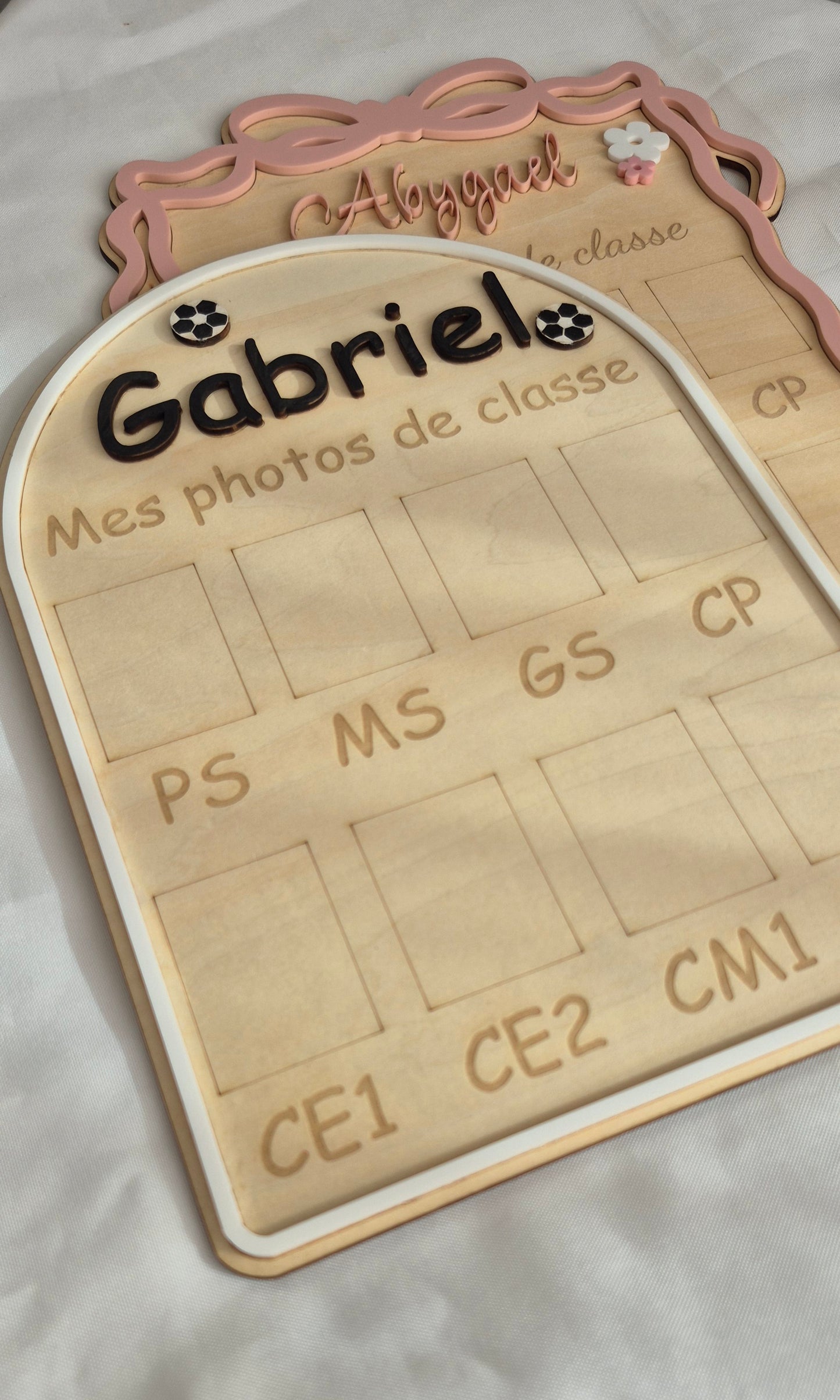 Cadre Photos de Classe Personnalisé en Bois – Souvenir de la Maternelle au CM2 thème football