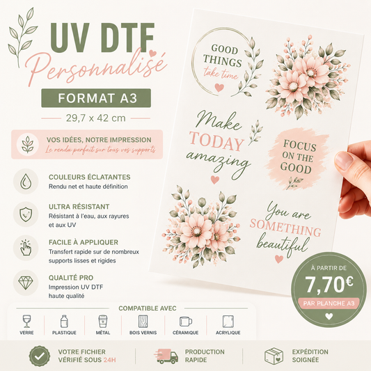 UV DTF Personnalisé A3– 28 x 42 cm